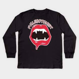 Phlebotomist blood nurse vampire Kids Long Sleeve T-Shirt